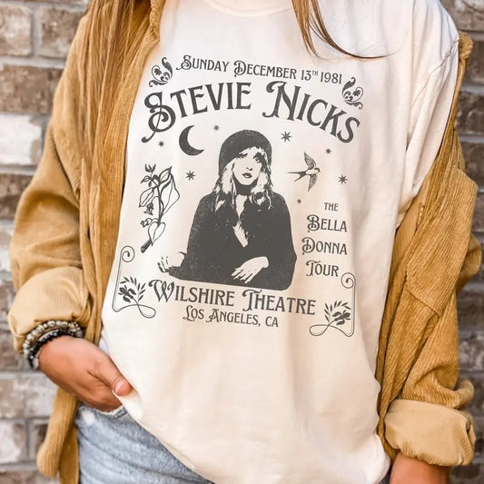 Stevie Nicks Style T Shirt, Unisex Retro Band Tee, Fleetwood Mac, Boho Top, Unisex Short Sleeve Tee Womenswear Comfort
