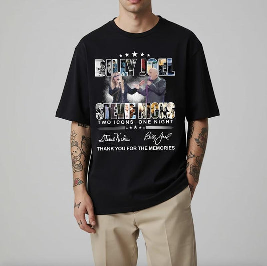 Stevie Nicks and Billy Joel Two Icons One Night Shirt, Thank You For The Memories Signatures Tee