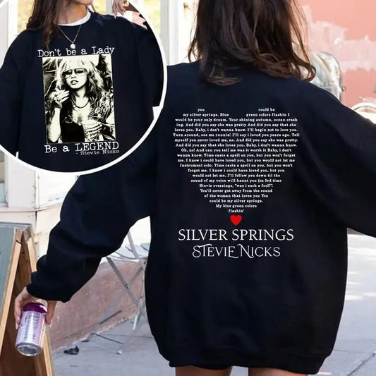 Stevie Vintage T-shirt, Don't Be A Lady Be A Legend 2 Side Sweatshirt, Music Concert Hoodie, Gift For Women and Man Unisex Shirts Womenswear Cotton