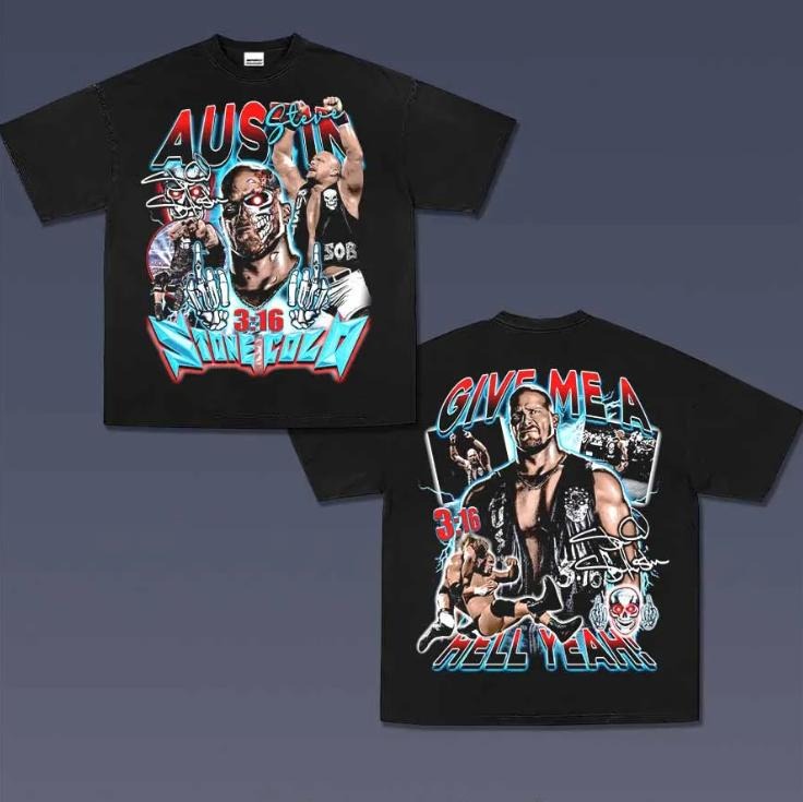 Stone Cold Vintage Graphic Tees, Wrestling Tshirt, Wrestler T-Shirt, WWE Shirts, Unisex Vacation Outfits Top Menswear Womenswear Streetwear