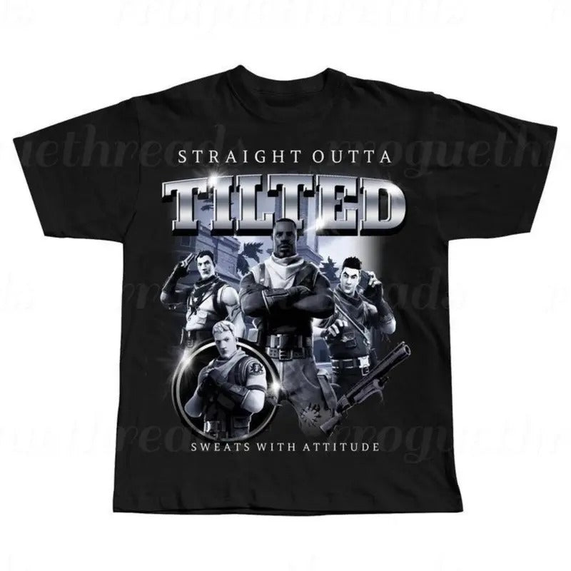 Straight Outta Tilted NWA Shirt, Funny shirt, Bootleg rap tee shirt, Oldschool rap tee, Vintage graphic tee, Meme shirt, Funny gift idea Menswear Top