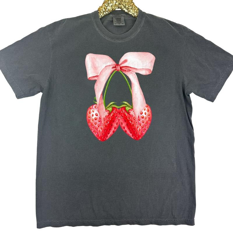 Strawberry Bow Coquette Comfort Colors T-Shirt