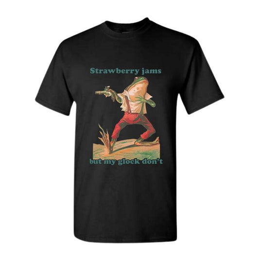 Strawberry Jams But My Glock Don't Shirt Comfort Colors Funny T-shirt Full Color, Full Size Classic Cotton