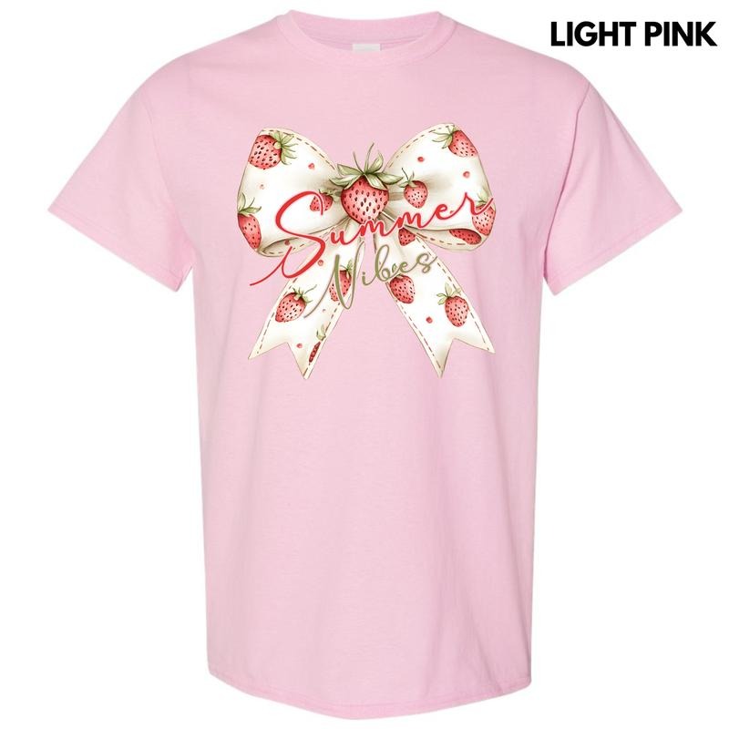 Strawberry Summer Bow Gildan Short Sleeve T-Shirt 'NLB'