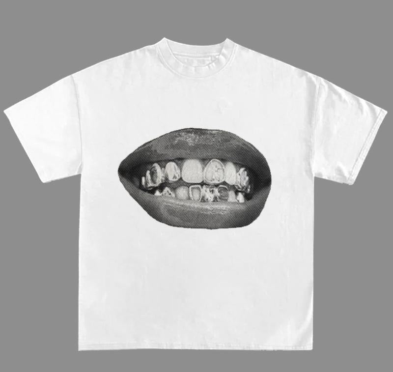 Streetwear Vibes Y2K Grill Lip Mouth Graphic Tee Retro