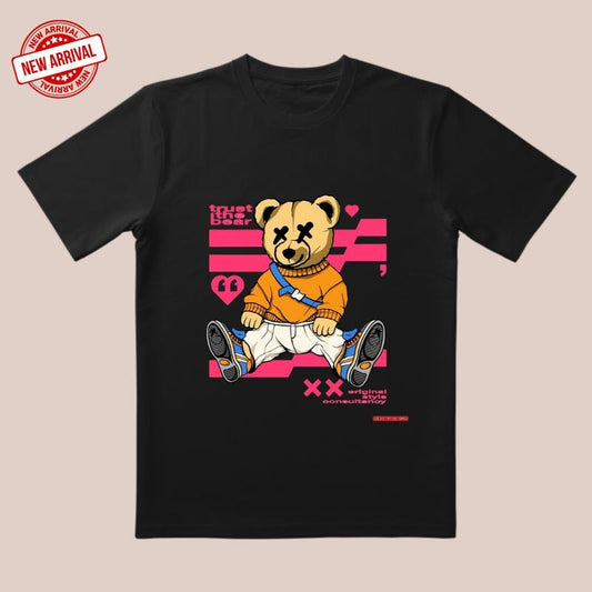 'Peachy Bear' Fleece Sweatshirt | 3D Cut & Orange-White Clash | Trendy All-Day Style for Date/Home/Streetwear