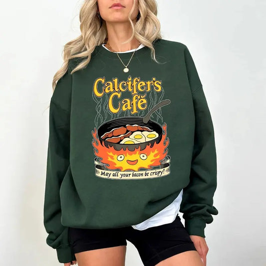 Studio Ghibli Calcifer Sweatshirt T-Shirt, May All Your Bacon Burn, A heart's A Heavy Burden, Ghibli Studio Shirt, Howls Moving Castle Shirt, Calcifer Sweatshirt, Ghibli Calcifer Shirt, Hayao Miyazaki, Anime Lover, Calcifer Cafe Shirt, Spirited Away