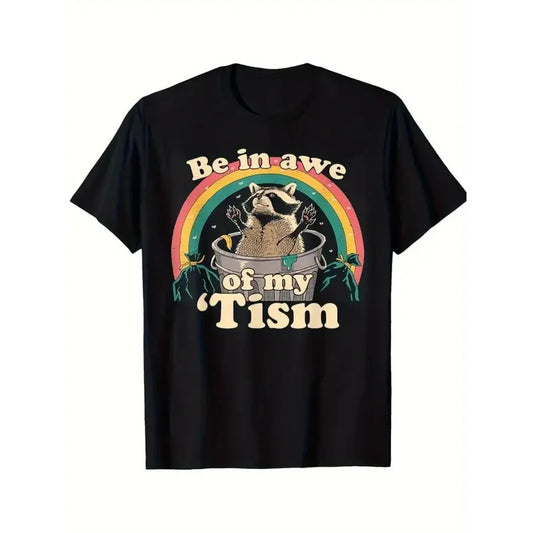 Stylish 'Be In Awe Of My 'Tism' Print Cotton T-Shirt for Men - Comfort Fit, Crew Neck, Short Sleeve, Breathable & Moisture-Wicking - Perfect Casual Summer Tee or Christmas Gift made in usa