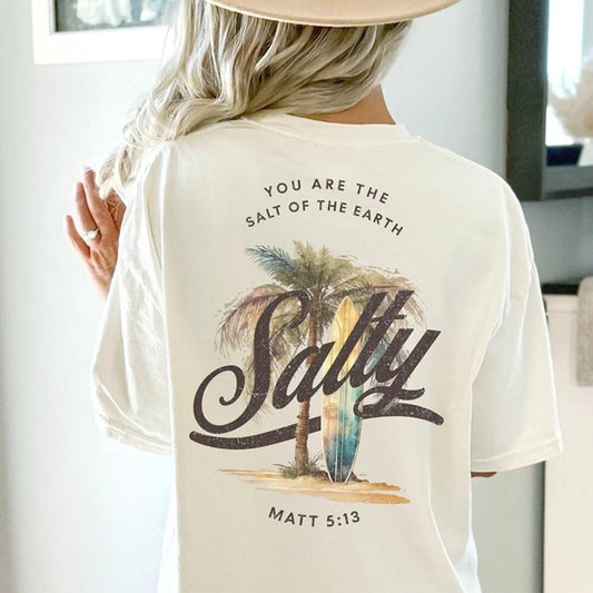 Summer Christian Shirt, Christian T Shirts, Religious Apparel with Bible Verse, Jesus Tee, Trendy Christian Beach Apparel, Salty, vintage graphic tee