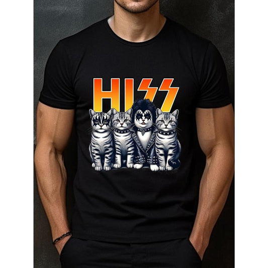 Summer Essential Graphic Tee - Men's Short Sleeve Cotton Shirt - Ultra-Comfortable, Bold Funny Cat Design, Perfect for All Seasons, Casual Daily Wear, Outdoor Activities, and Gift Ideas made in usa