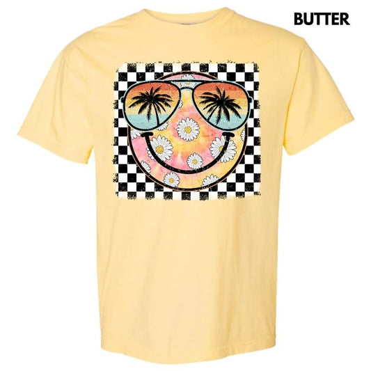 Summer Sunglasses Happy Face Comfort Colors T-Shirt 'NLB'