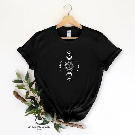 Sun Moon Tshirt Celestial Tee Gifts For Her Sun Shirt One With The Sun Boho Shirt Vintage Tee Mystical Tee Moon Shirt Bohemian