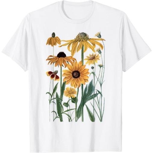 Sunflower Wildflower Vintage Botanical Plant Gardening T-Shirt Made in USA