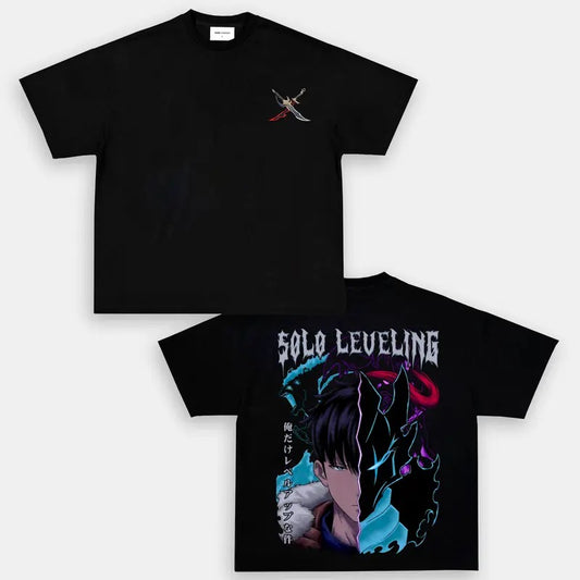 Sung Jin Woo x Solo Leveling Anime Clothing Manga Hoodies Heavy Cotton T-shirt, Gift For Anime Merch Fan, Anime Lover, Manga Lover Gift For Him Gift For Her Menswear Clothing