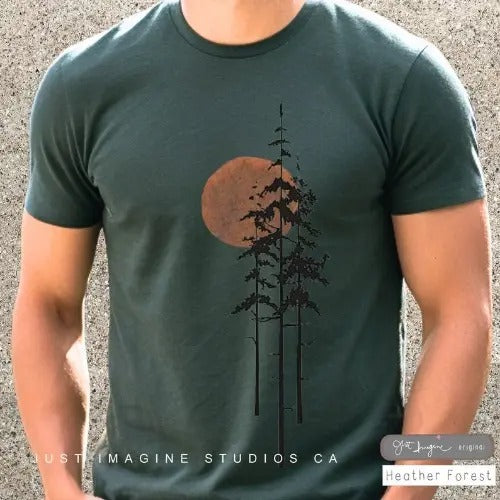 Sunrise ~ Nature shirt, Men's Nature shirt, Graphic Tee, Forest Graphic Tee, Camping Tee, Men's Outdoors T-Shirt, Environmental Shirt, gift  Made in USA