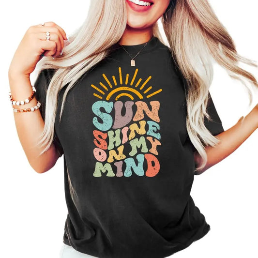 Sunshine On My Mind, Summer Shirt, Summer Gift, Hello Summer, Cute Summer Tee, Palm T Shirt, Beach Shirt, Retro Summer Shirt, Unisex T-Shirt, Gifts For Sister, Short Sleeve Tee Shirt, Gifts Ideas For Women