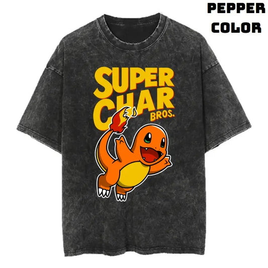 Super Char Bros Vintage Graphic Tees, Charmander T-Shirt, Pokemon Shirts, Masters 2025 Merch, Vacation Outfits, Unisex Anime Manga Shirt Top Gifts Men Women Streetwear