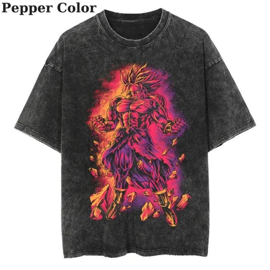 Super Saiyan Vintage T-Shirt,  Anime T-Shirt, Maga Anime T-Shirt, Anime Merch, Gift for Fan, Gift for Him, Gift for Her Menswear Top Underwear Tshirt