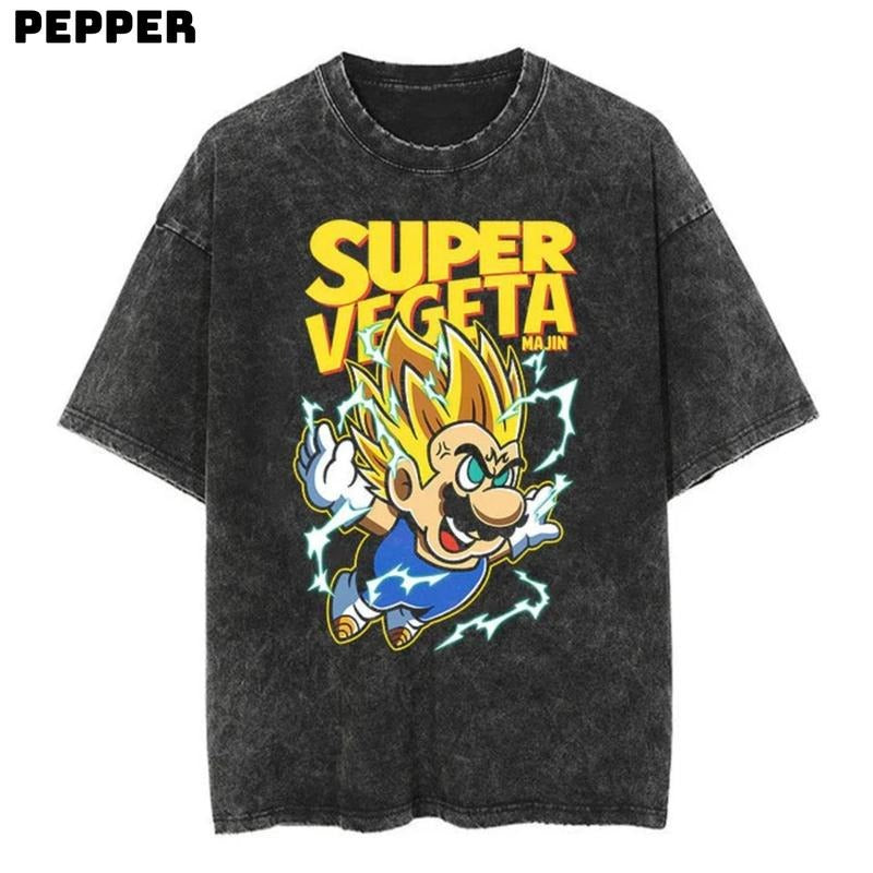 Super Vegeta Bros Vintage Tshirt , Anime Dragon Ball Shirt , Super Vegeta Bros Shirt , Dragon Ball Top Menwear And Womenwear,Trendy Tshirt, Gift For Birthday, Streetwear Shortsleeve Tropical Menswear Crewneck Graphic Underwear