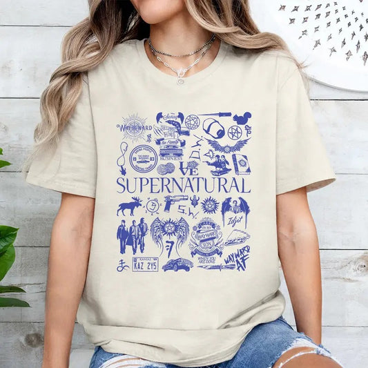 Supernatural T Shirt, Supernatural Vintage T Shirt, Gift For Woman and Man Unisex T-Shirt Sweatshirt Hoodie Casual Cotton