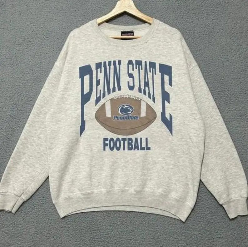 Vintage 90s Penn State University Football T-Shirt/Sweatshirt - Classic Fit, 100% Cotton Unisex Hoodie Menswear Ribbed