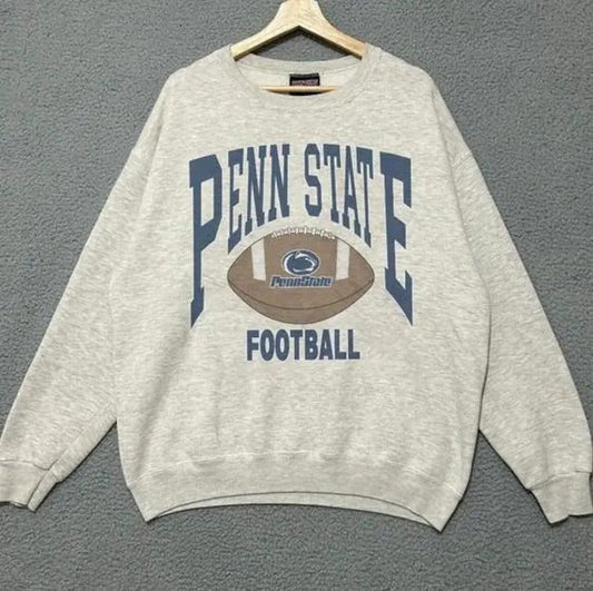 Vintage 90s Penn State University Football T-Shirt/Sweatshirt - Classic Fit, 100% Cotton Unisex Hoodie Menswear Ribbed