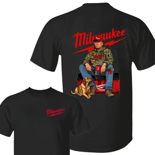 Milwaukee Trump Camo Shirt/Hoodie/Sweatshirt, Retro Crewneck, Cotton, Menswear Tops