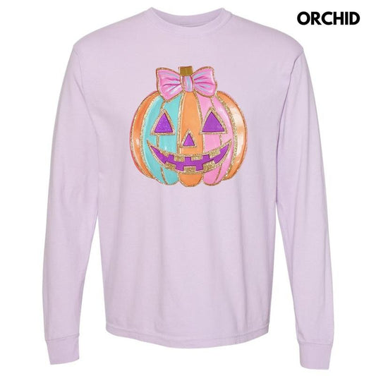 Sweet & Colorful Jack O Lantern Long Sleeve Comfort Colors T-Shirt 'NLB'