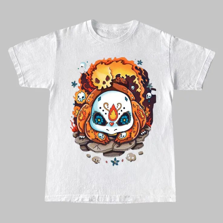 Sweet Fire For Halloween Vintage Tee, Cute Charmander T-Shirt, Pokemon Shirts, Vintage Graphic Tees, Unisex Anime Manga Shirt Top Menswear Womenswear