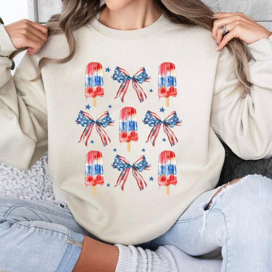 Sweet Land Sweatshirt, USA ice-cream, American Popsicle, Patriotic Coquette Sweatshirt, July 4th Shirt, Coquette American, American Shirt