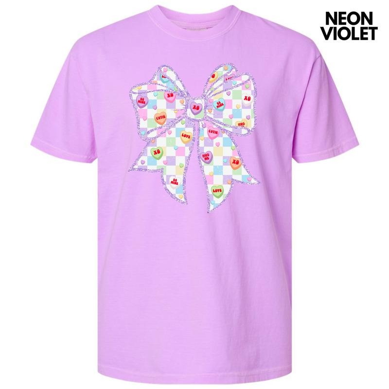 Sweethearts Checkered Bow Comfort Colors T-Shirt 'NLB'