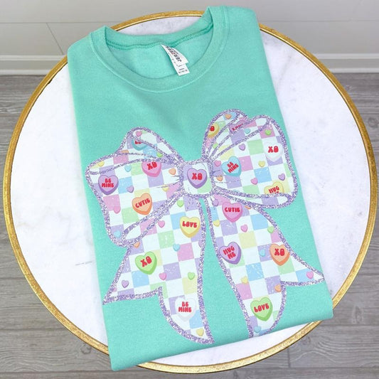 Sweethearts Checkered Bow Sweatshirt 'NLB'