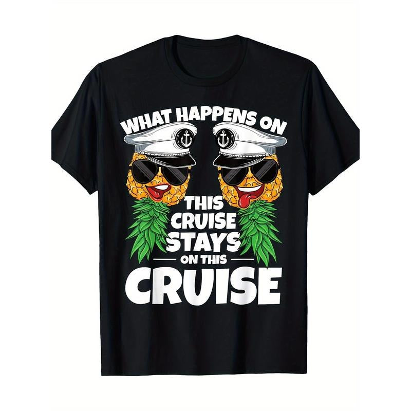 Swinger What Happens On This Cruise Stays On This Cruise T-Shirt-Comfortable, Crew Neck, Casual, Print, Fashion, 220g, 100%cotton made in usa