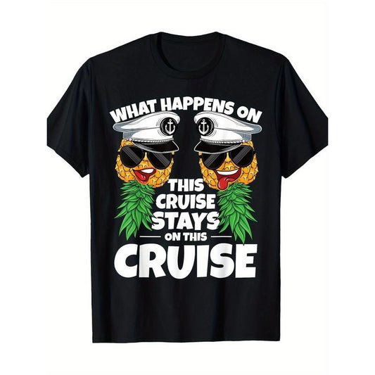 Swinger What Happens On This Cruise Stays On This Cruise T-Shirt-Comfortable, Crew Neck, Casual, Print, Fashion, 220g, 100%cotton made in usa
