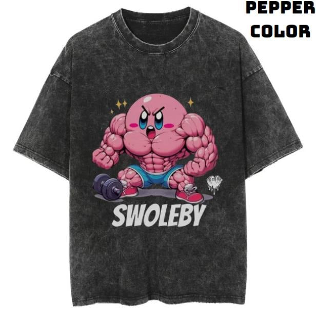 Swoleby Vintage Graphic Tees, Kirby T-Shirt, Pokemon Anime Shirt, Unisex Gym T-Shirt, Gift For Men Women, Menswear Womenswear Streetwear