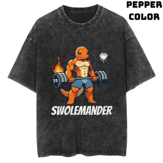 Swolemander Vintage Graphic Tees, Charmander T-Shirt, Pokemon Gym Shirts, Pokemon Stuff, Unisex Anime Manga Shirt Top Menswear Womenswear Streetwear
