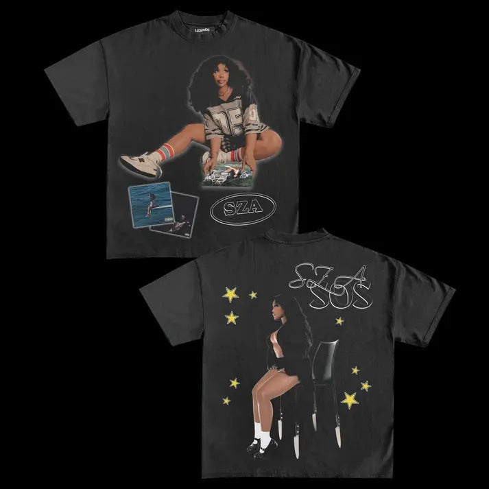 Sza Sos Tee Retro Cotton T-Shirt
