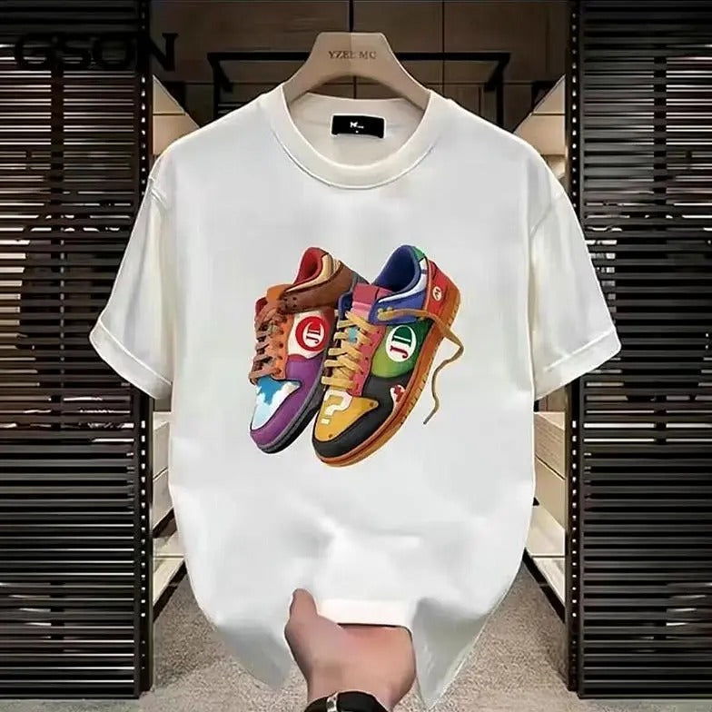 T-Shirt Recommendations, Stylish Summer Trends, The Most,Thick Cotton,Summer Holiday,Retro Fashion,Printed Design,Loose,Couple Friendly,Half Sleeve Clothing Womenswear Embroidered Suits