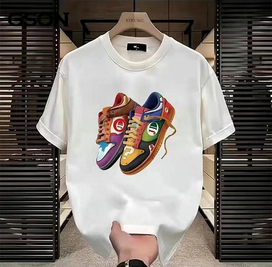 T-Shirt Recommendations, Stylish Summer Trends, The Most,Thick Cotton,Summer Holiday,Retro Fashion,Printed Design,Loose,Couple Friendly,Half Sleeve Clothing Womenswear Embroidered Suitsstyle{n002}2