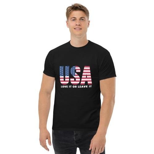 T Shirt USA Love It or Leave It, Patriotic Shirt, flag, proud American, freedom, American Flag, United States, USA shirt, Gildan  made in usa