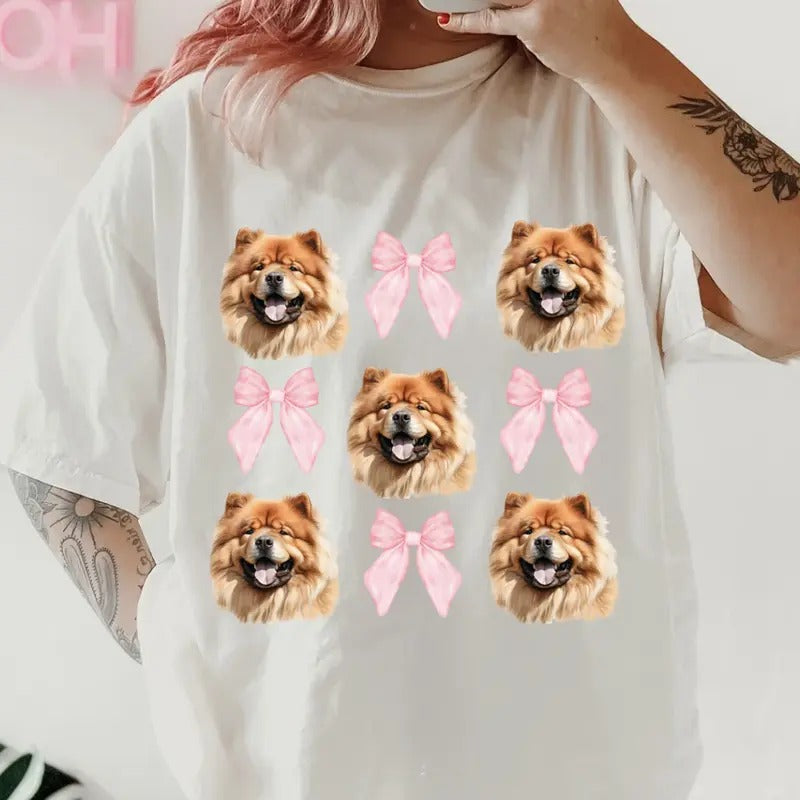 TAN CHOW CHOW and bows Shirt~ Unisex Apparel Relaxed Fit Printed In The USA Clothing Womenswear Casual Comfort Cotton Top Athletic Boho Chic