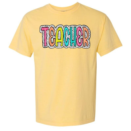 TEACHER Neon Spotted Comfort Colors T-Shirt