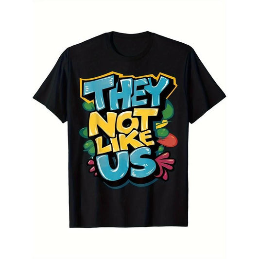 THEY NOT LIKE US SHIRT, NOT LIKE US T-Shirt Comfortable Short Sleeve Cotton Crew Neck T-Shirt, Casual Soft Men's T-Shirt Summer Tee made in usa