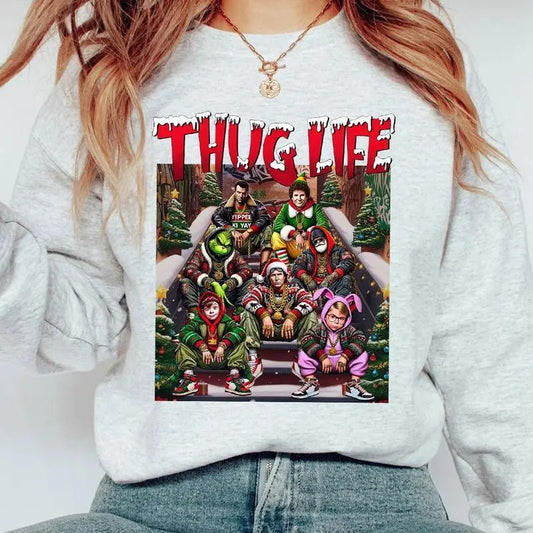 THUGLIFE Christmas Sweatshirt, Hoodie, T - Shirt Christmas Movies Shirt, Xmas Graphic Tee Comfort Cotton Fabric Top