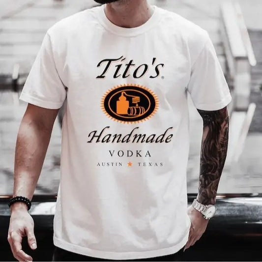 TITO'S Handmade Vo.dka Tshirt Breathable Casual Menswear Outfit Soft Top Fabric Day