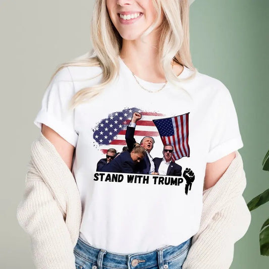 TRUM SHOT T-SHIRT, Stand With Trum Shirt,  Pray For Trumm, Trumm Assassination, Unisex Classic Cotton Tee with Graphic Print in All Sizes, For Men, For Women