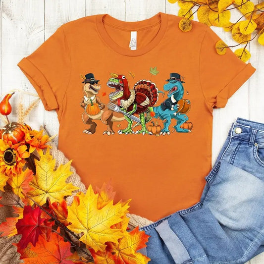 TRexgiving Shirt, T-Rex Shirt, Happy TRexgiving Shirt, Funny Thanksgiving Shirt, Cute Dinosaurs Shirt, Thanksgiving Shirt, Thanksgiving Gift Cotton Menswear