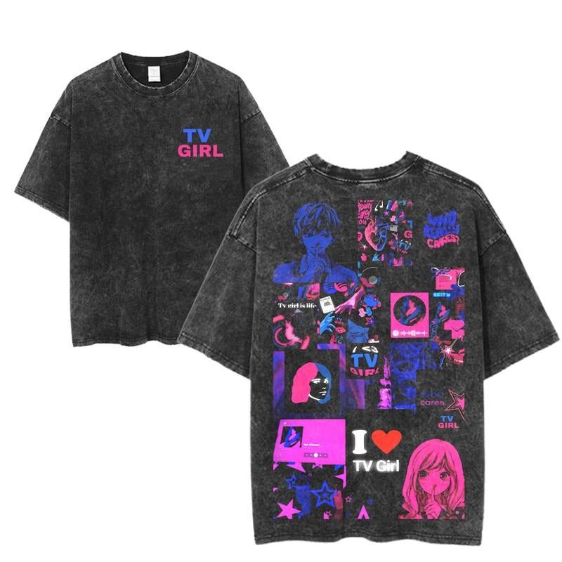 TV Girl Graphic Tour T-Shirt, Aesthetic Band Collage Shirt, Retro Indie Pop Tee, Unisex Concert Merch, Vaporwave Style Apparel