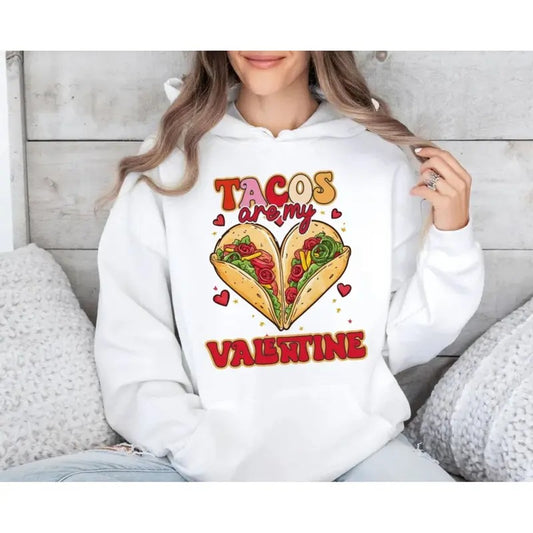 Tacos Are My Valentine Sweatshirt, Mexican Valentine Hoodie, Conchas Valentine's Day Shirt, Retro Valentine, Coquette Xoxo Taco Tshirt, Unisex Sweater Pullover Tee