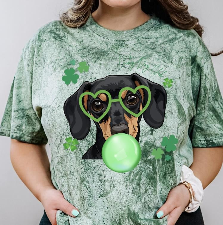 Lucky Dog Black/Tan Dachshund Shirt ~ Unisex Apparel Relaxed Fit Printed In The USA Clothing Womenswear Casual Comfort Cotton Top Athletic Boho Chic